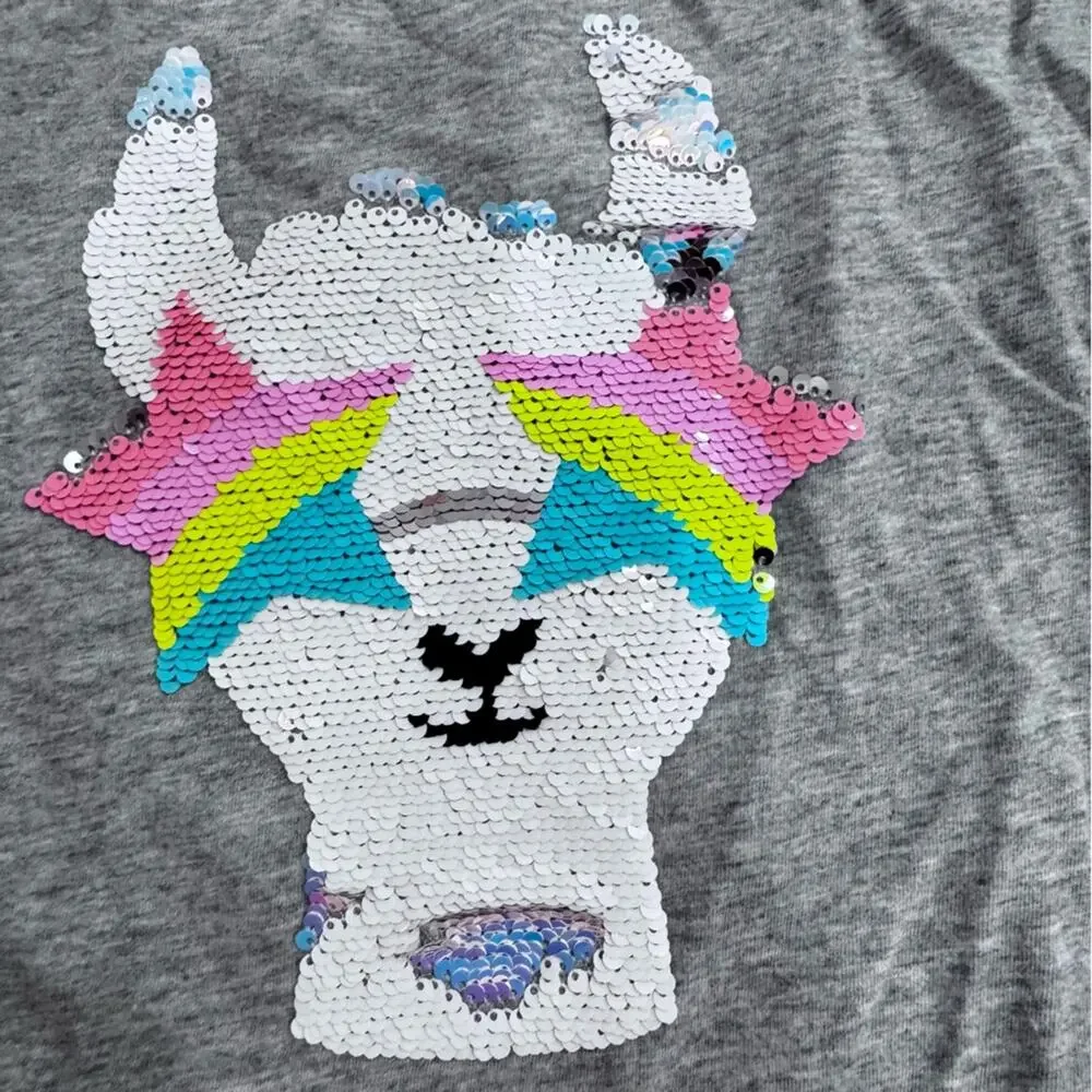 GAP Gray Kids Long Sleeve sequin Unicorn Tee, size L